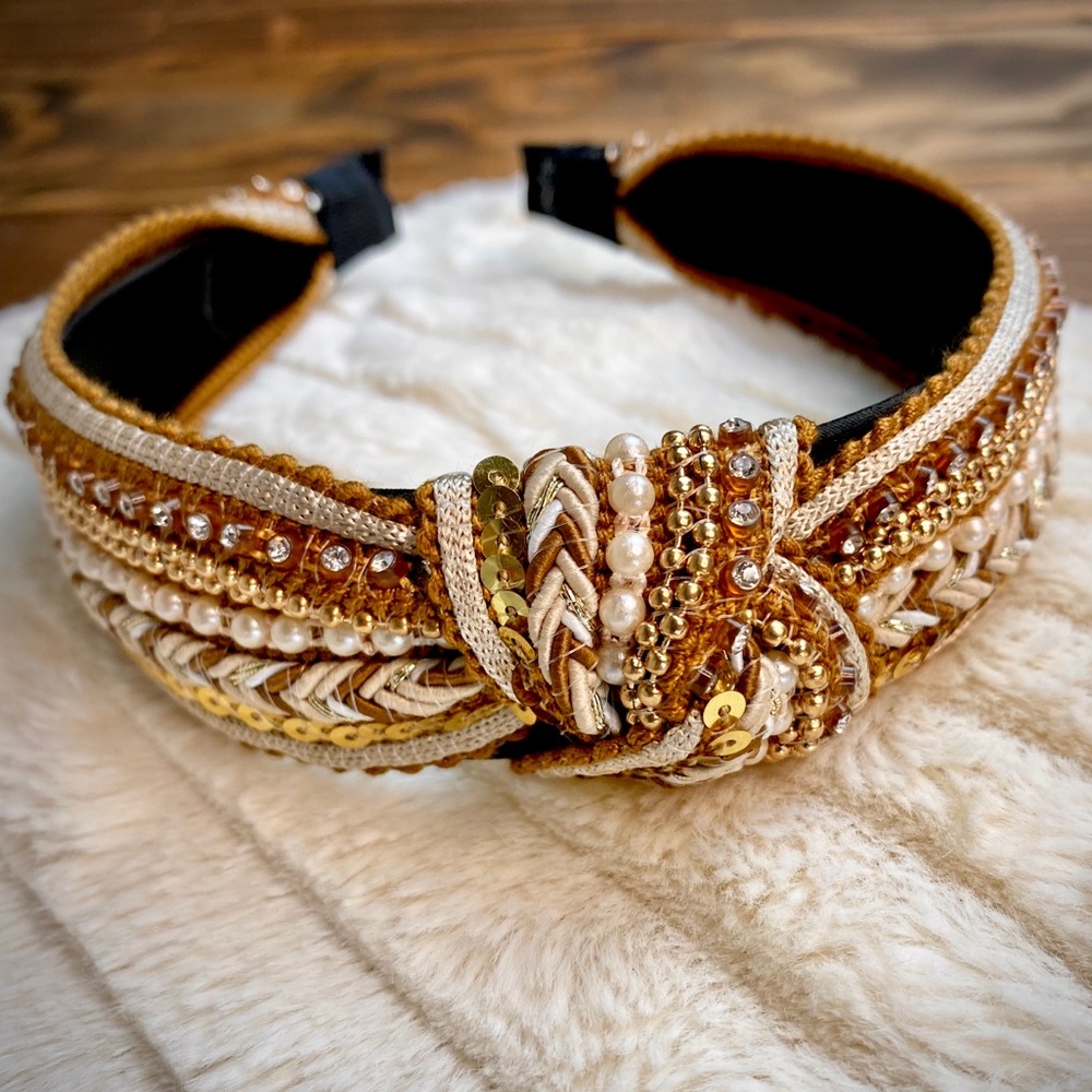 Women’s Yellow & Gold Fall Sequin Stone Headband